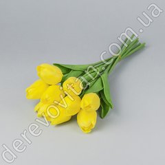 Тюльпаны из латекса, желтые, букет 9 шт., ~33 см