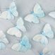 Бабочки на иголке тканевые, голубые с блестками, 12 шт.