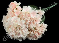 Гортензия искусственная розовая 6 цветков на ветке, ткань, 33×56 см