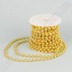 Декоративні буси золото 8 мм в катушці, пластик, 10 м