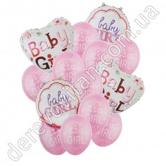 Фонтан воздушных шаров для девочки "Baby girl", розовый, 14 шт.