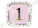 Тарелки розовые "1" годик для девочки, картон, 18.5×18.5 см, 10 шт.