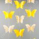 Бумажная гирлянда на нити 3D "Бабочки", кремово-желтая, 2.5 м