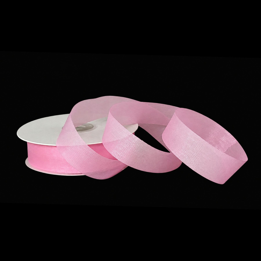 Лента из органзы, розовая, 2,5 см &times; 18 м