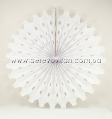 Подвесной веер, белый, 50 см - бумажный декор-розетка