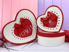 Подарочные коробки "Сердце" бело-красные с бантом, набор из 3 шт.