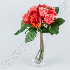 Букет искусственных роз, розово-красный, 10 шт., 15×25 см