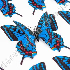 3D-бабочки декоративные, синие с рисунком, 11.5×12 см, 10 шт.