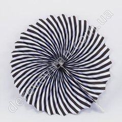 Подвесной веер, черно-белый, 30 см - бумажный декор-розетка