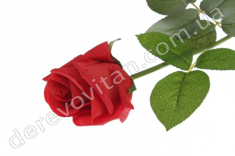 Роза искусственная красная из ткани, ~55 см
