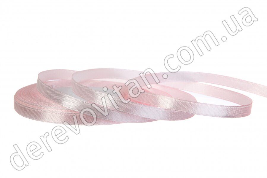 Стрічка атласна світло-рожева 68, 0.7 см, моток 23 м