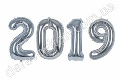 Воздушные/гелиевые шары-цифры "2019", серебро, 58×70 см