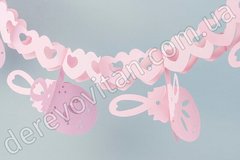 Детская гирлянда "Погремушки" из тишью, розовая, 2.6 м