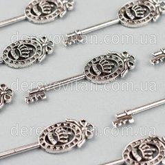 Декоративный металлический ключик "Корона овал", 5.8 см, 10 шт.