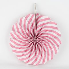 Підвісне віяло, біло-рожеве, 40 см - паперовий декор-розетка