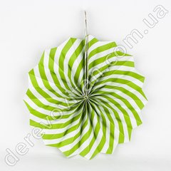 Подвесной веер, салатово-белый, 20 см - бумажный декор-розетка