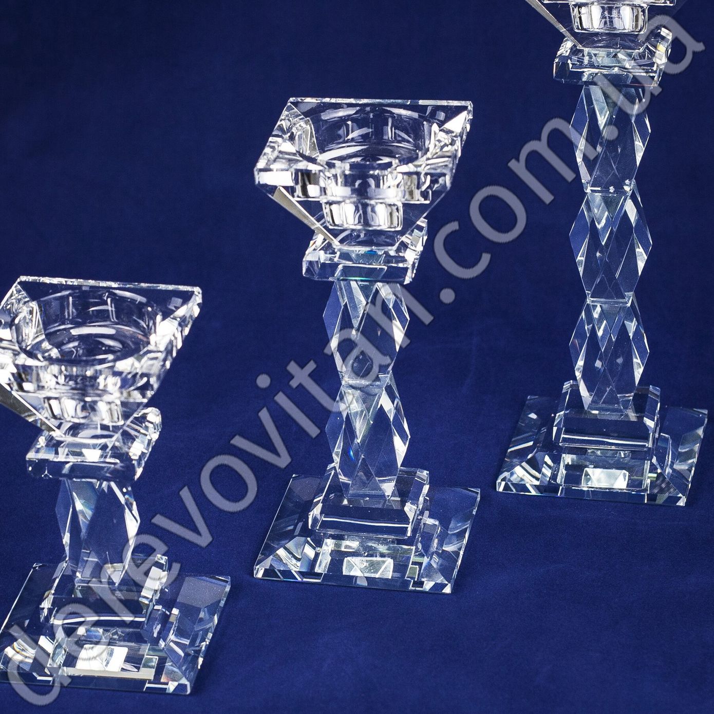 Підсвічник скляний "Колона огранювання" №1, 5.5×6×10.2 см, 2 розміри свічки