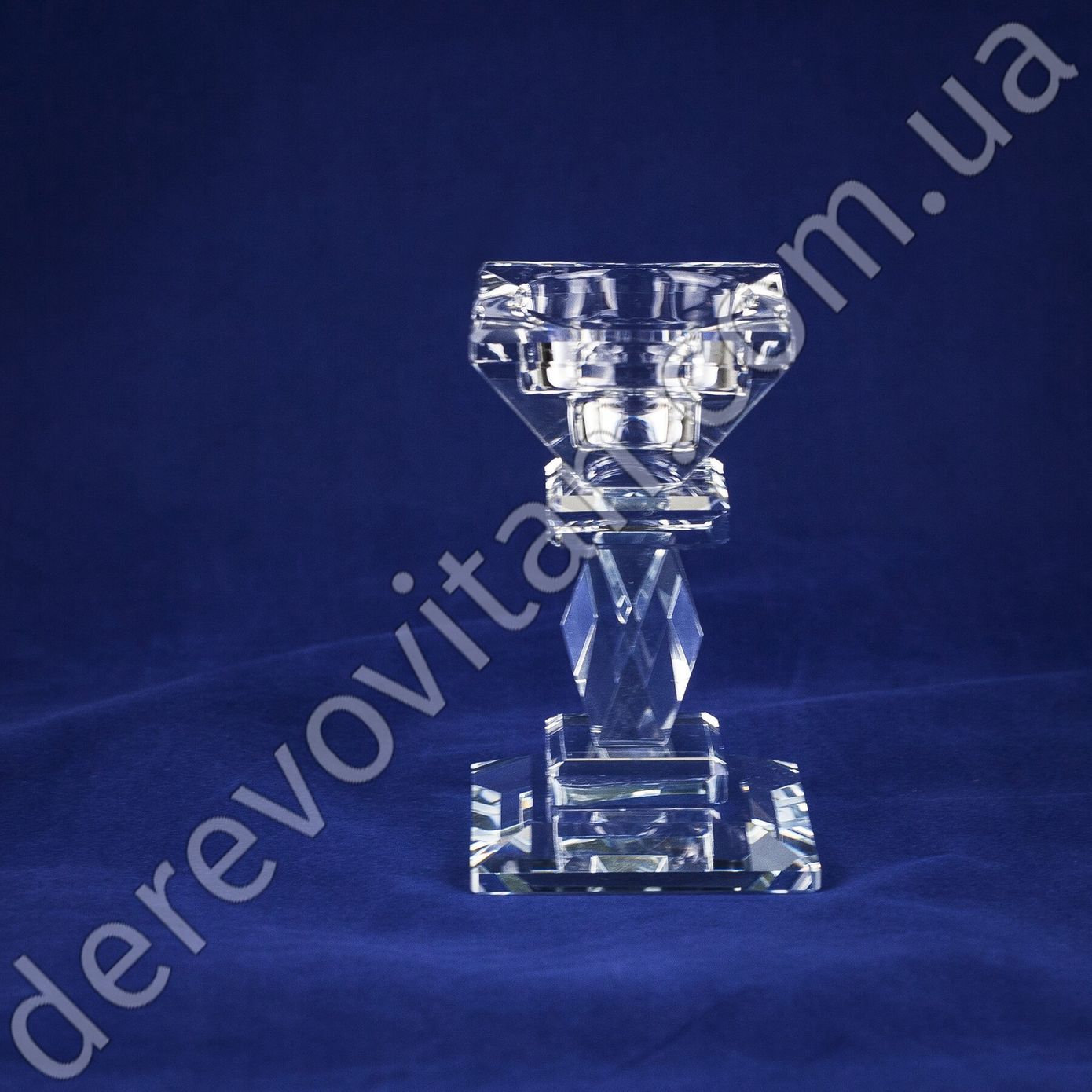 Підсвічник скляний "Колона огранювання" №1, 5.5×6×10.2 см, 2 розміри свічки