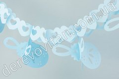 Детская гирлянда "Погремушки" из тишью, голубая, 2.6 м