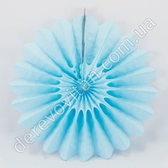 Подвесной веер, светло-голубой, 40 см - бумажный декор-розетка