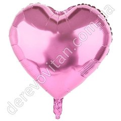 Фольгована куля "Серце", рожеве, 18 дюймів (45 см)