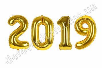 Шары-цифры на Новый год "2019", золото, 58&times;70 см