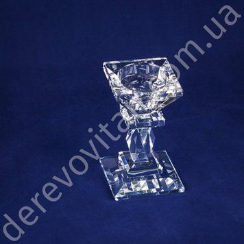 Підсвічник скляний "Колона огранювання" №1, 5.5&times;6&times;10.2 см, 2 розміри свічки