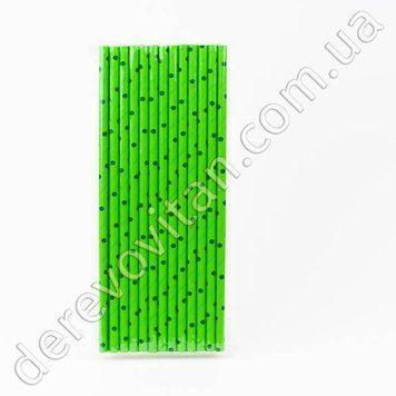 Бумажные трубочки, салатовые в горох, 25 шт.