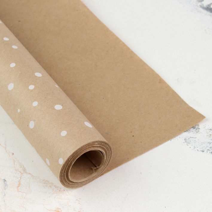 Новорічний пакувальний крафт-папір "Білий сніг", 0.7×8 м