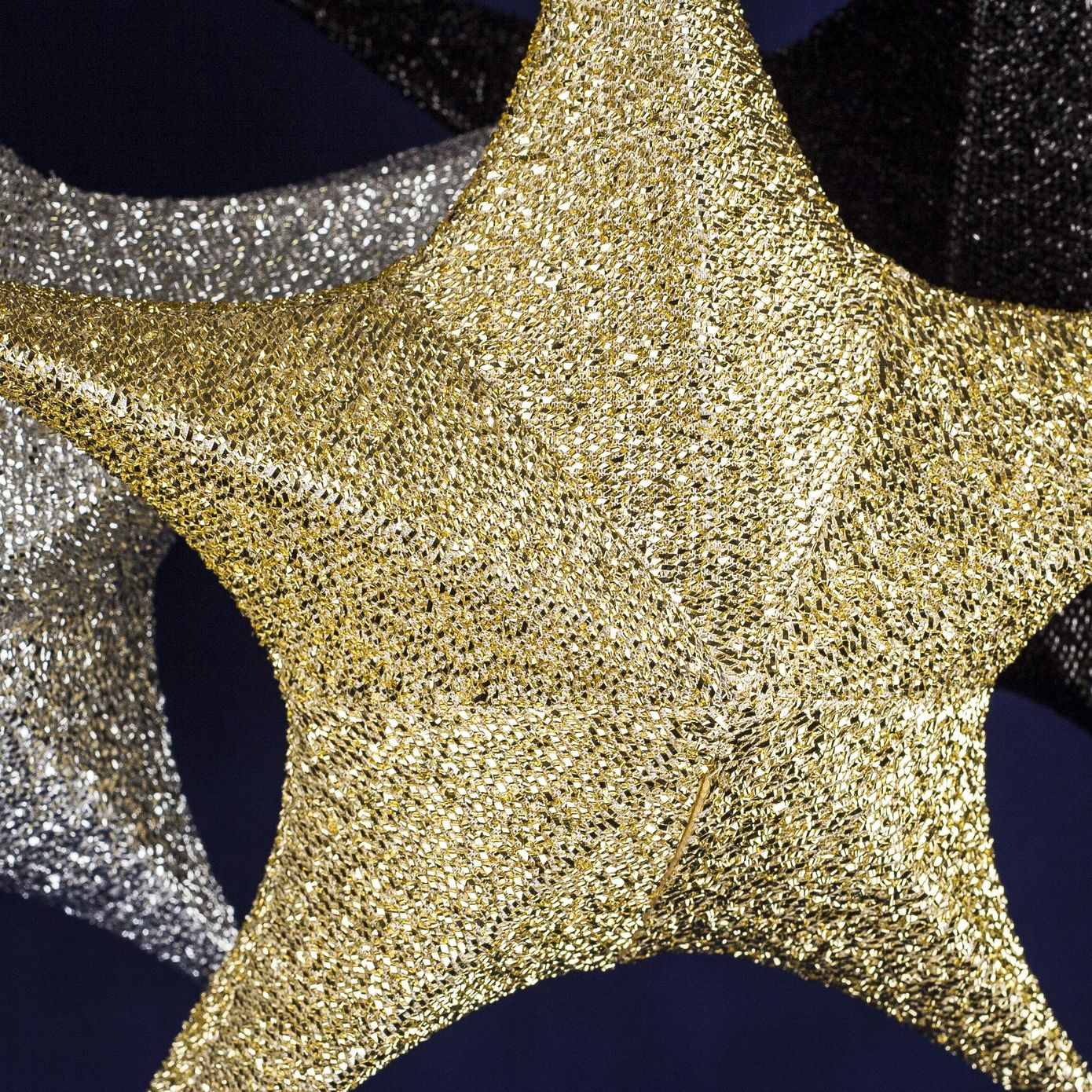 Звезда подвесная для декора из ткани, золото, 40 см