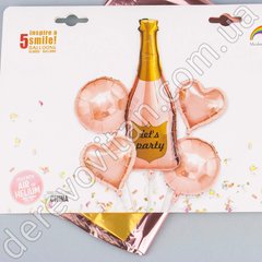 Воздушные шары с бутылкой шампанского "Let's party", набор 5 шт.