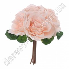 Букет искусственных роз, светло-розовый, 6 шт, высота 32 см
