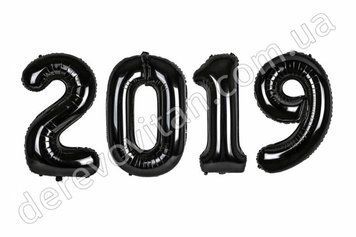 Шары-цифры на Новый год "2019", черные, 58&times;70 см