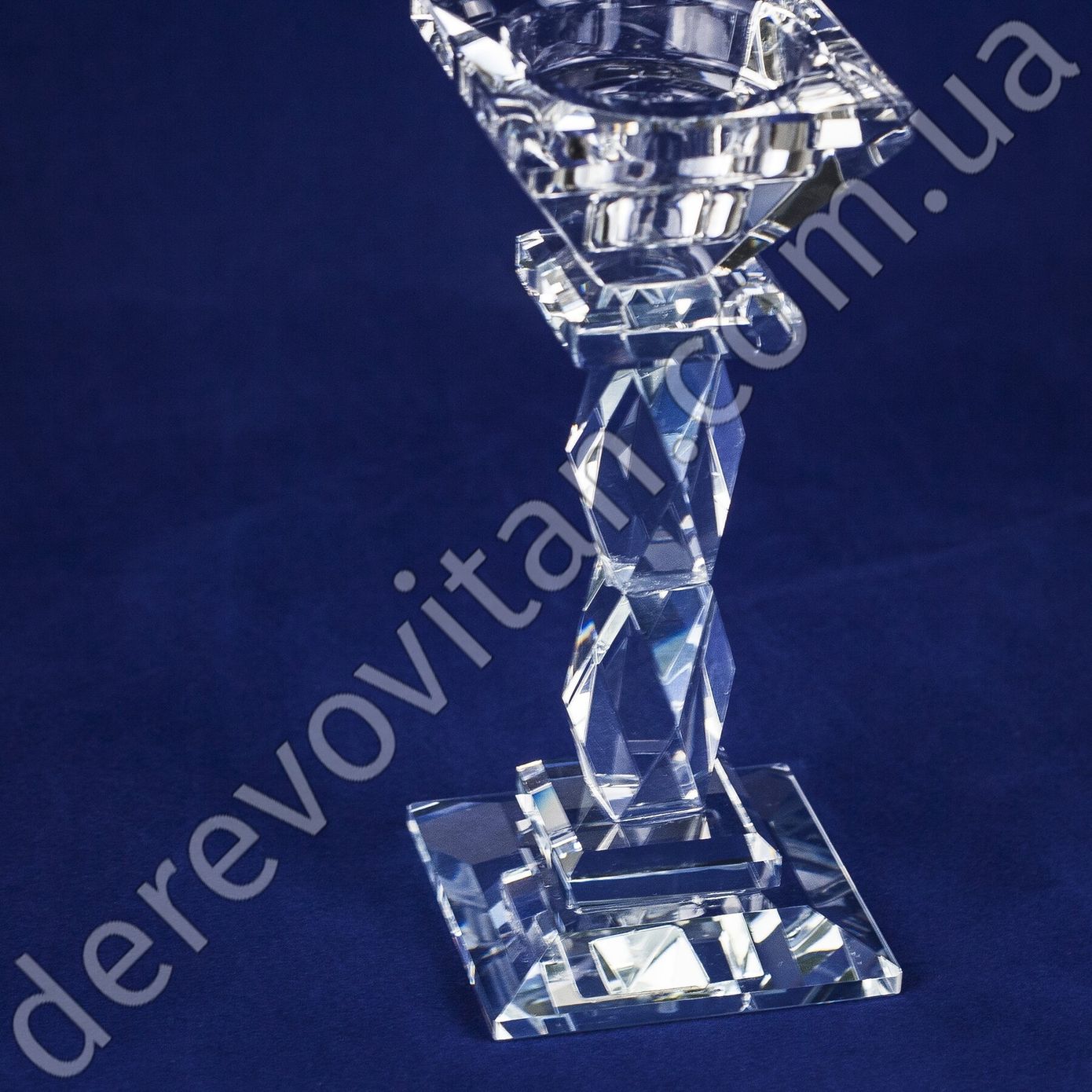 Підсвічник скляний "Колона огранювання" №2, 5.5×6×14 см, 2 розміри свічки