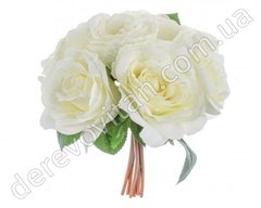 Букет искусственных роз, ванильный, 6 шт, высота 32 см