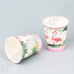 Стаканы одноразовые "Floral&Flamingo", белые с принтом, 10 шт.