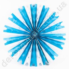 Подвесной веер, бело-голубой, 50 см - бумажный декор-розетка