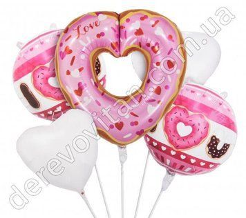 Набор фонтан воздушных шаров "Love You Ponchik", 5 шт.