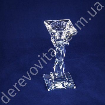 Підсвічник скляний "Колона огранювання" №2, 5.5&times;6&times;14 см, 2 розміри свічки