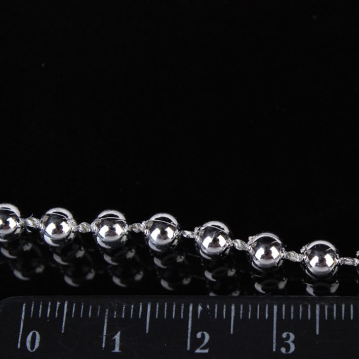 Декоративні буси 5 мм на нитці, срібло, 15 м