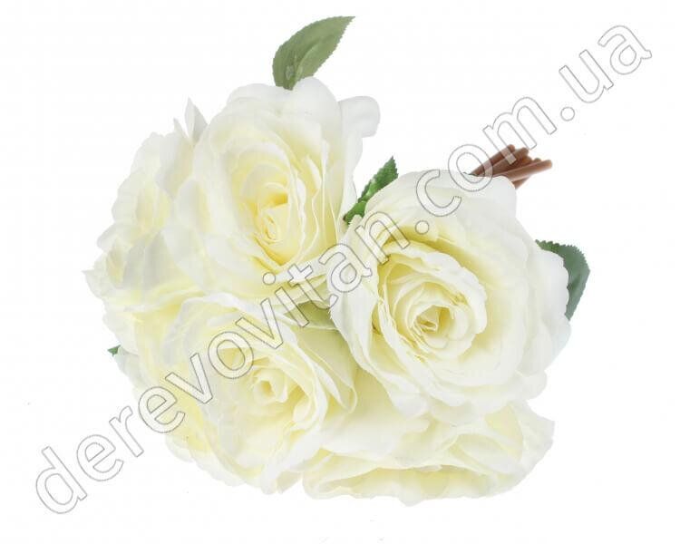 Букет искусственных роз, ванильный, 6 шт, высота 32 см