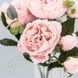 Розы шелковые пионовидные в букете, светло-розовые, 5 веточек, 17×28 см