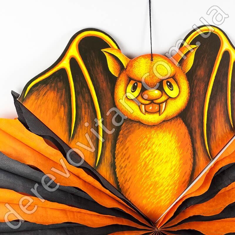 Декор-подвеска на Хэллоуин с веером "Летучая мышь", диаметр 46 см