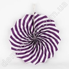 Подвесной веер, фиолетово-белый, 40 см - бумажный декор-розетка