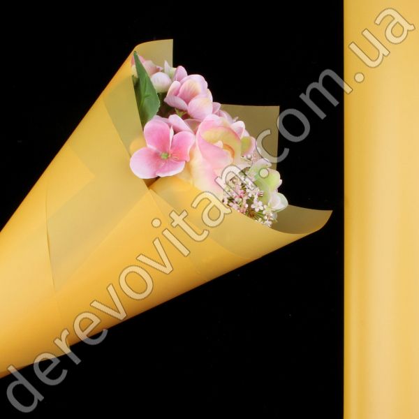 Калька для цветов в рулоне, темно-желтая, 0.6×8 м, код 027