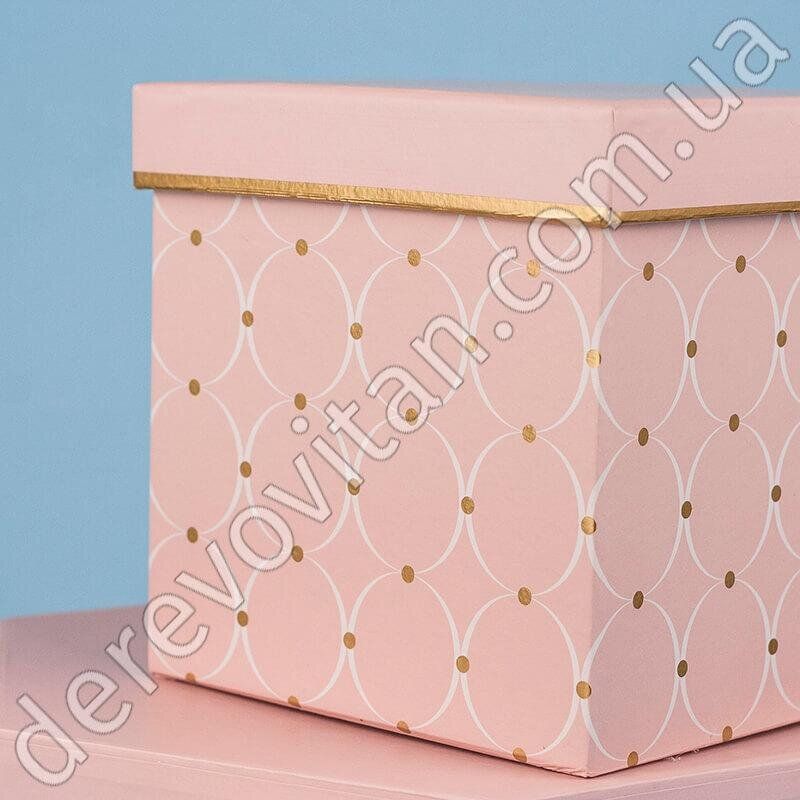 Подарочные/цветочные коробки "For you", розовые в золотом, набор из 3 шт.