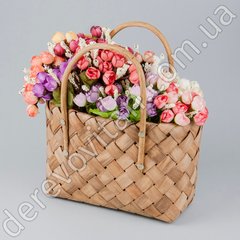 Плетеная корзинка кашпо для цветов из лыка, 23×27.5×16 см