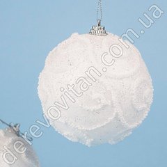 Елочные шары небьющиеся, "Белый узор", 8 см, 3 шт. упаковка