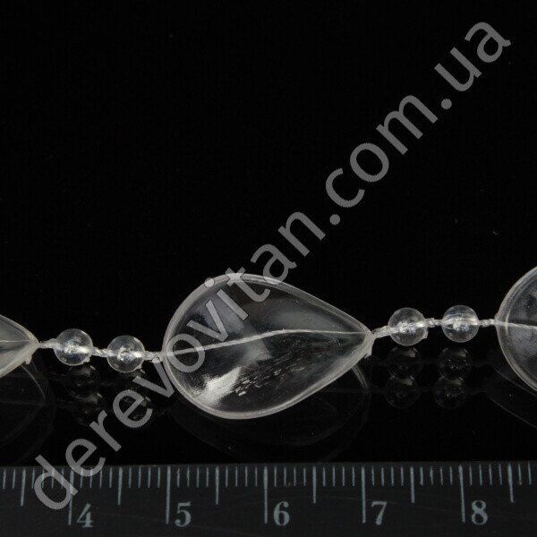Акрилові кристали на нитці "Крапли", прозорі, 10 м