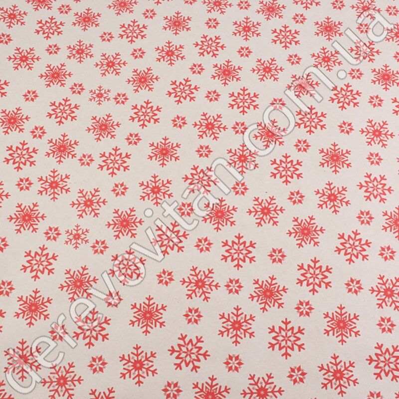 Новогодняя упаковочная бумага в рулоне "Снежинки красные", 0.7×8 м